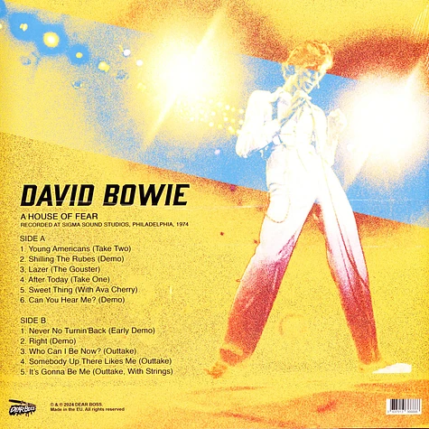 David Bowie - A House Of Fear: Live At Sigma Sound Studios Philadelphia 1974 Yellow Vinyl Edtion