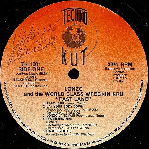 Lonzo And World Class Wreckin' Cru - Turn Off The Lights In The Fast Lane