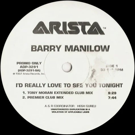 Barry Manilow - I'd Really Love To See You Tonight (Dance Mixes)