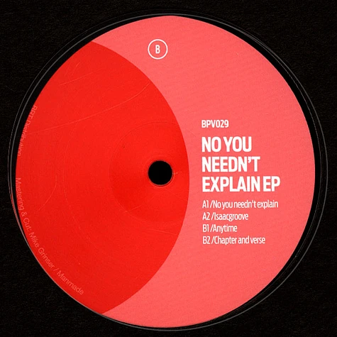 Tommy Vicari Jnr - No You Needn't Explain EP