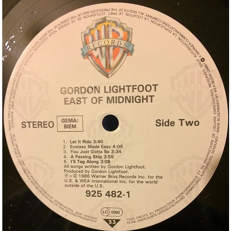Gordon Lightfoot - East Of Midnight