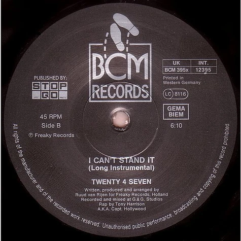 Twenty 4 Seven Featuring Captain Hollywood - I Can't Stand It!
