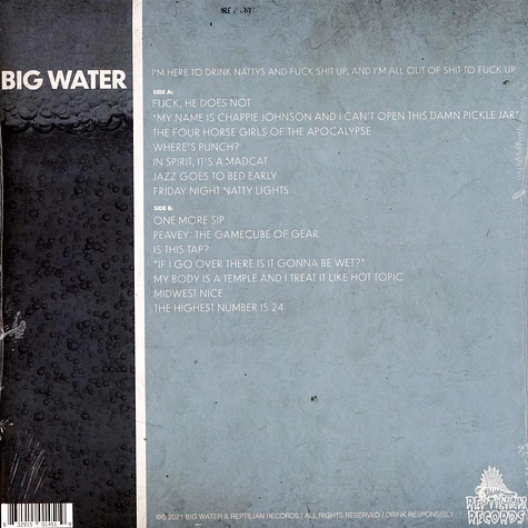 Big Water - I'm Here To Drink Nattys And Fuck Shit Up, And I'mm All Out Of Shit To Fuck Up Colored Vinyl Edition