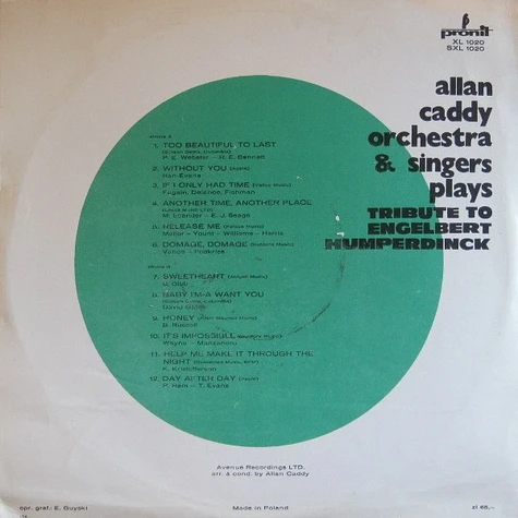 Alan Caddy Orchestra & Singers - Tribute To Engelbert Humperdinck