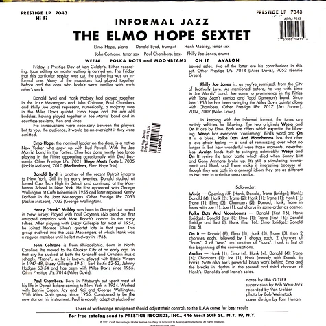 Elmo Hope Sextet - Informal Jazz Hq Ltd 200g Edition
