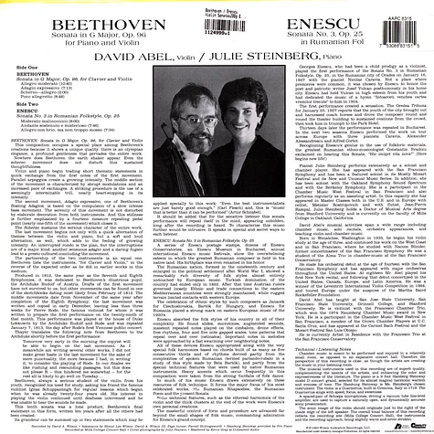 Beethoven / Enescu - Violin Sonatas 200g Edition