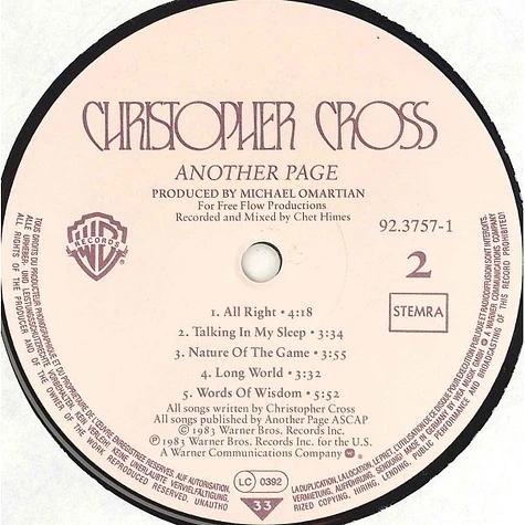 Christopher Cross - Another Page