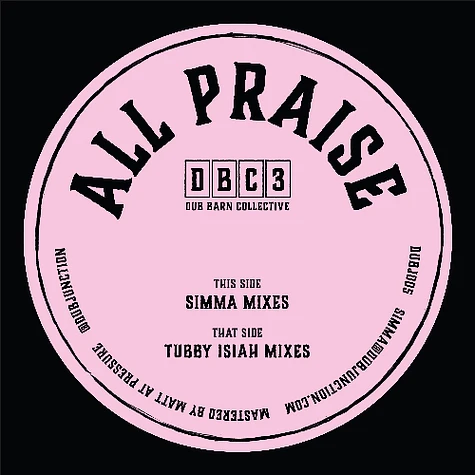 Dbc3 - All Praise (Simma & Tubby Isiah Mixes) Translucent Ice Blue Vinyl Edition