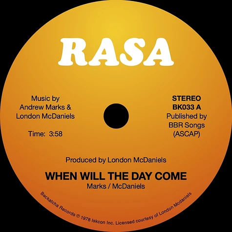 Rasa - When Will The Day Come / Within The Sound Colored Vinyl Edition
