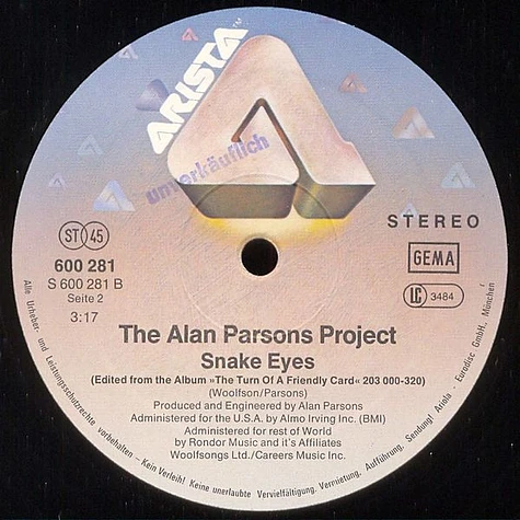 The Alan Parsons Project - The Gold Bug / Snake Eyes