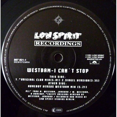 WestBam - I Can't Stop