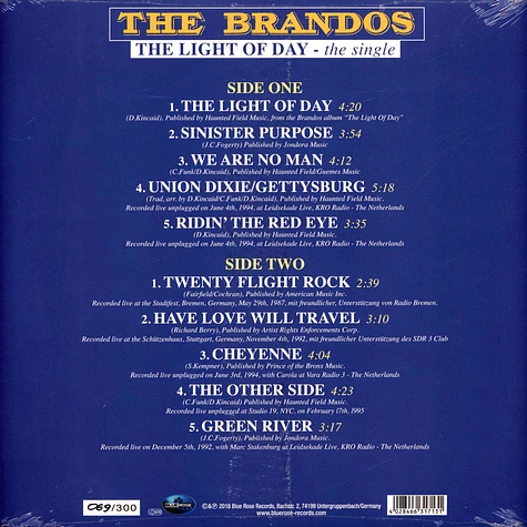 The Brandos - The Light Of Day-The Single Black Vinyl Edition