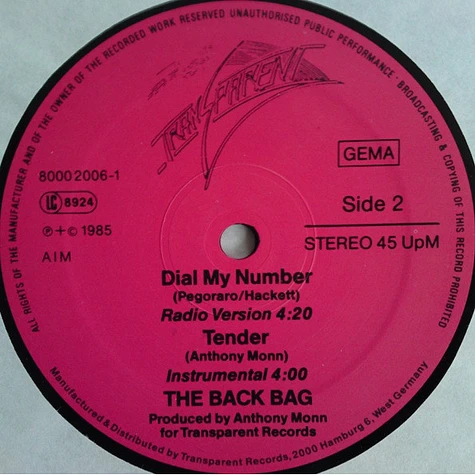 The Back Bag - Dial My Number