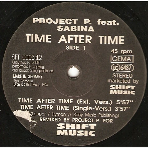 Project P. Feat. Sabina - Time After Time (Dance Remix)