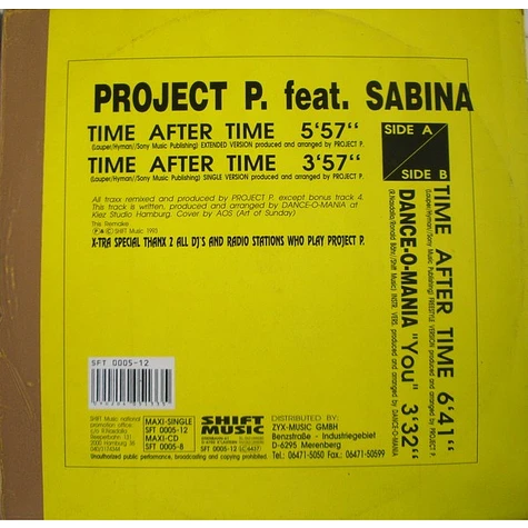 Project P. Feat. Sabina - Time After Time (Dance Remix)