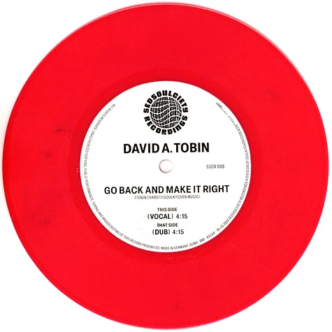 David A. Tobin - Go Back And Make It Right Pink Vinyl Edition