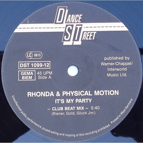 Rhonda & Physical Motion - It's My Party