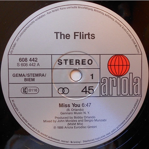 The Flirts - Miss You