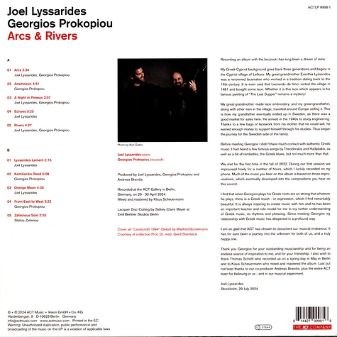 Joel Lyssarides & Georgios Prokopiou - Arcs & Rivers Black Vinyl Edition