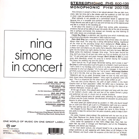 Nina Simone - Nina Simone In Concert Acoustic Sounds