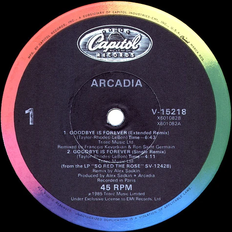 Arcadia - Goodbye Is Forever