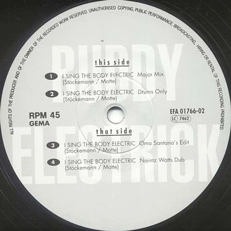 Buddy Electrick - I Sing The Body Electric