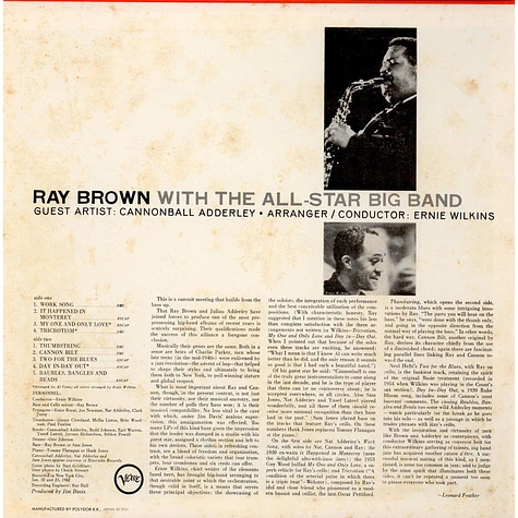 Ray Brown All-Star Big Band Guest Soloist: Cannonball Adderley - Ray Brown With The All-Star Big Band - Guest Soloist: Cannonball Adderley