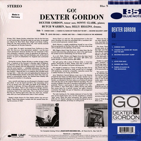 Dexter Gordon - Go! Blue Note 85 Blue Vinyl Edition