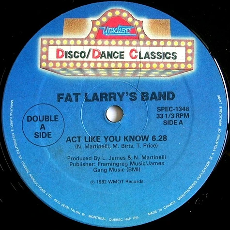 Fat Larry's Band / Frankie Smith / Brandi Wells - Act Like You Know / Double Dutch Bus / Watch Out