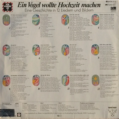 Rolf Zuckowski - Ein Vogel Wollte Hochzeit Machen (Eine Geschichte In 12 Liedern Und Bildern)