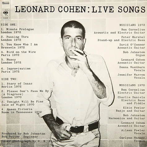 Leonard Cohen - Live Songs