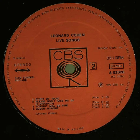 Leonard Cohen - Live Songs