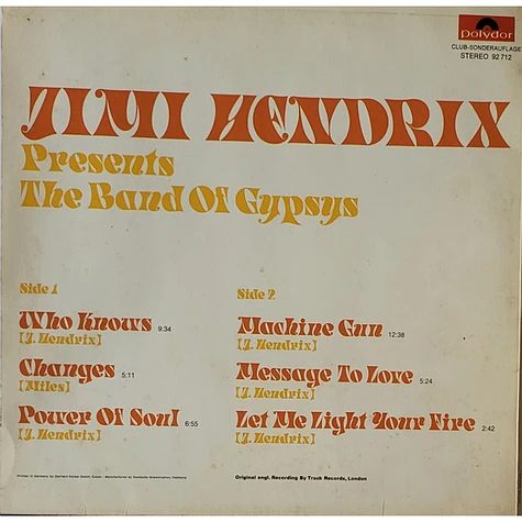 Jimi Hendrix - Presents The Band Of Gypsys