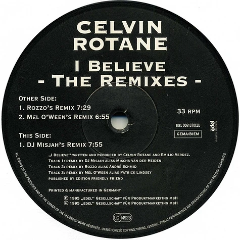 Celvin Rotane - I Believe (The Remixes)