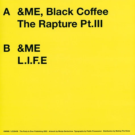 &Me, Black Coffee - The Rapture Pt. III / L.I.F.E 2024 Repress