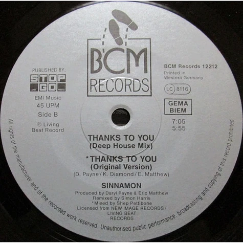 Sinnamon - Thanks To You