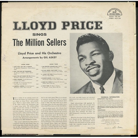 Lloyd Price And His Orchestra - Lloyd Price Sings The Million Sellers