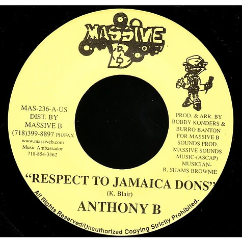 Anthony B / Snow And Whitey Don - Respect To Jamaica Dons / Bag Fulla Dro