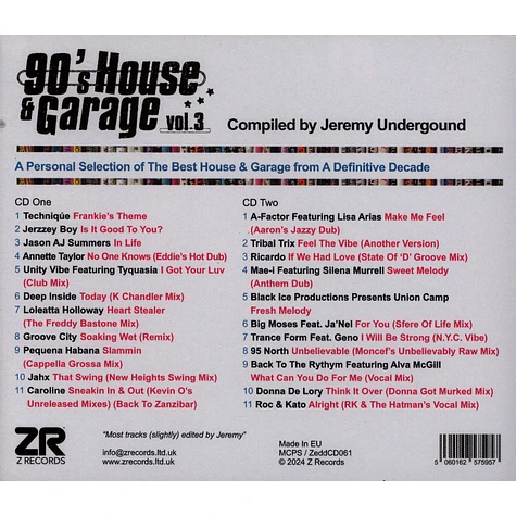 V.A. - 90's House & Garage Volume 3 Compiled By Jeremy Underground