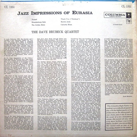 The Dave Brubeck Quartet - Jazz Impressions Of Eurasia