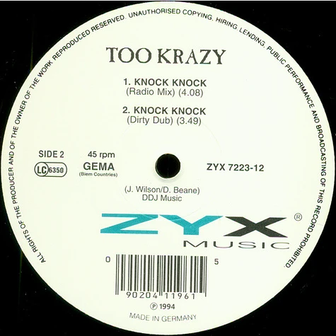 Too Krazy - Knock Knock