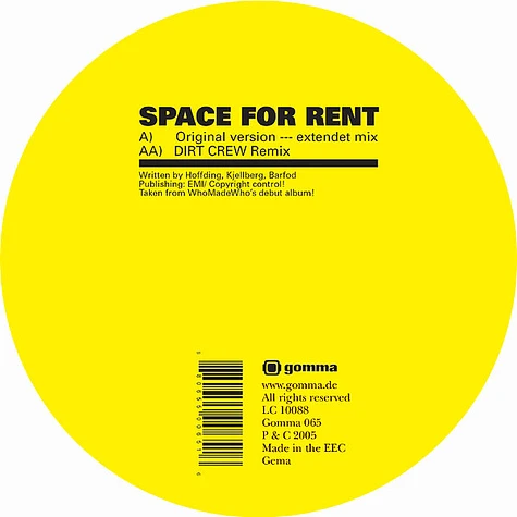 WhoMadeWho - Space For Rent