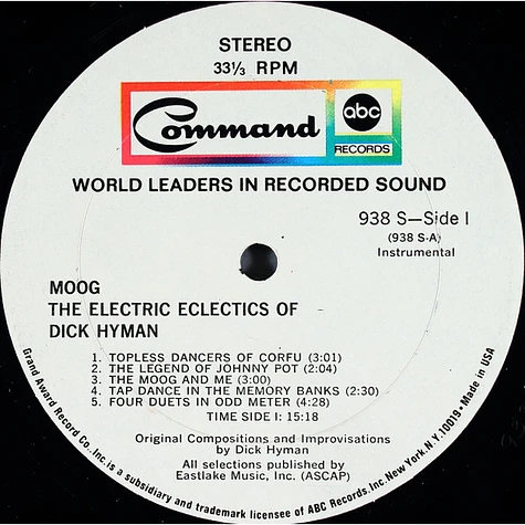 Dick Hyman - Moog - The Electric Eclectics Of Dick Hyman