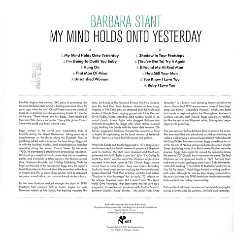 Barbara Stant - My Mind Holds On To Yesterday