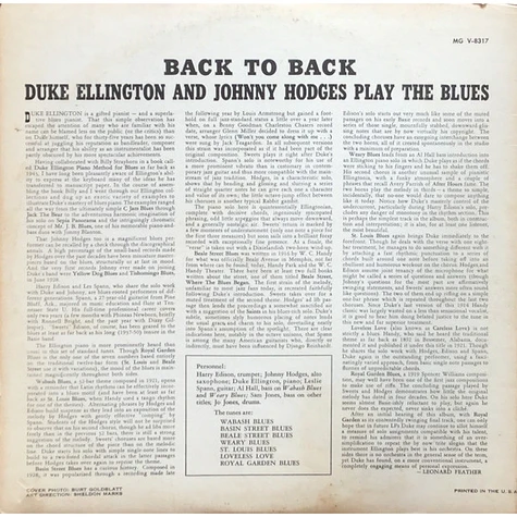 Duke Ellington & Johnny Hodges - Back To Back (Duke Ellington And Johnny Hodges Play The Blues)