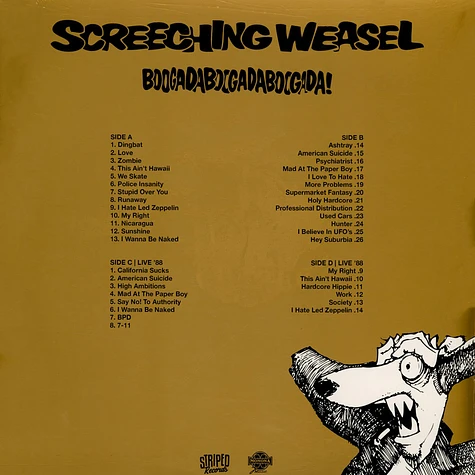 Screeching Weasel - Boogada Boogada Boogada Legacy Yellow & Black Vinyl Edtion