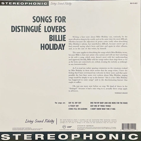 Billie Holiday - Songs For Distingué Lovers