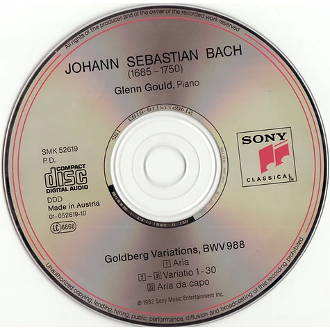 Johann Sebastian Bach, Glenn Gould - Goldberg Variations BWV 988 (1981 Digital Recording)