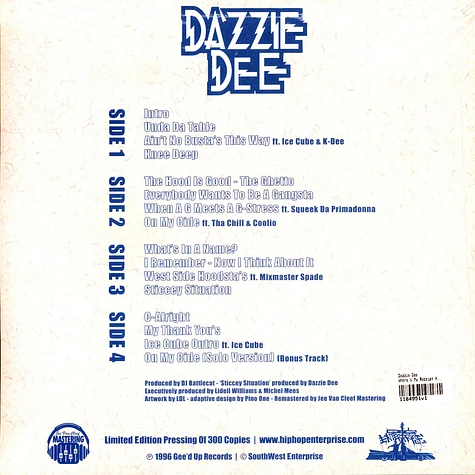 Dazzie Dee - Where's My Receipt HHV Exclusive Colored Vinyl Edition