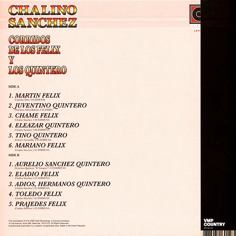 Chalino Sanchez - Corridos De Los Felix Y Los Quintero Vinyl Me, Please Edition